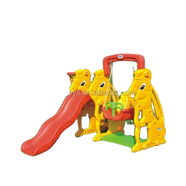 Durable Kids Garden Rabbit Indoor Plastic Swing and Slide Set for Preschool
