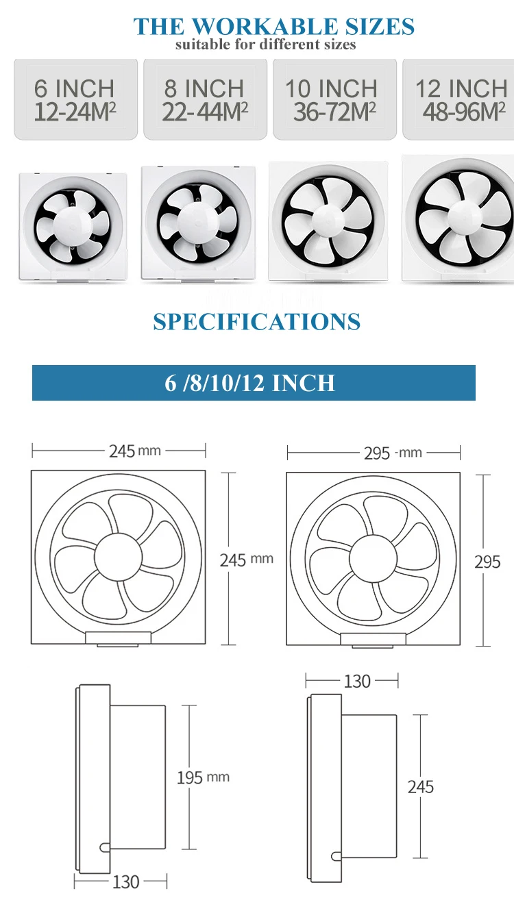 Wall Window Exhaust Fan, Plastic, 220V - detail 4