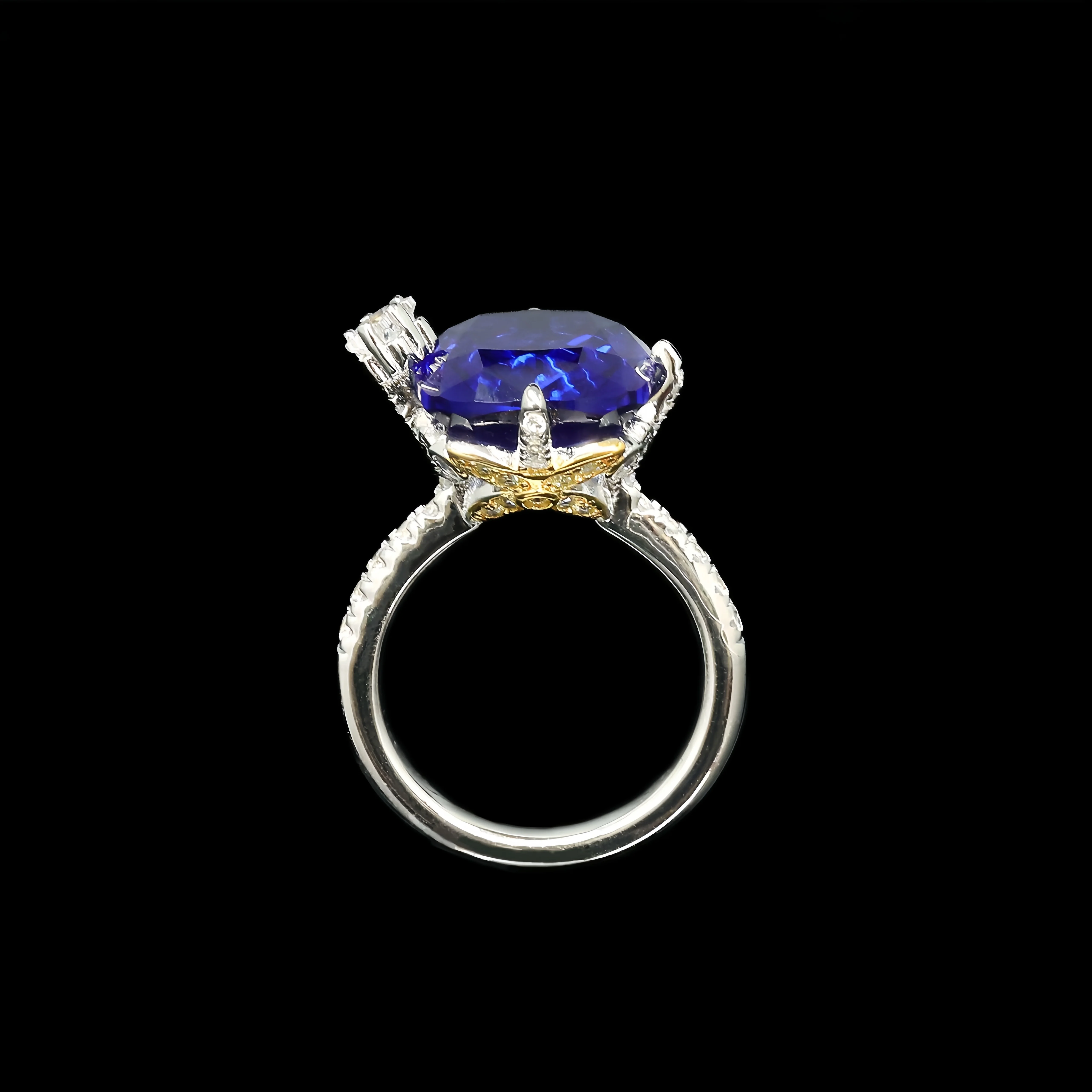 MUSHAN Jewelry Factory Engagement Wedding Fine Rings High Carbon Diamond Blue Square and Golden Stars 925 Sterling Silver Ring