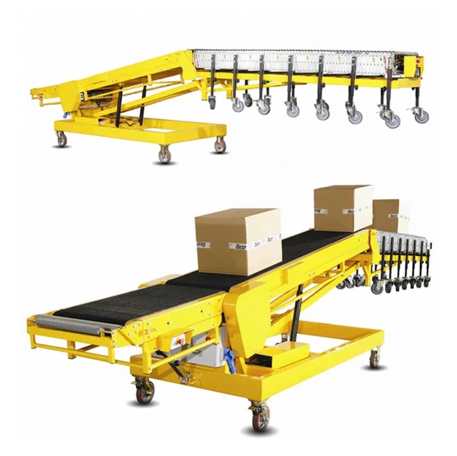 Truck loading unloading conveyors / high chassis mobile fixed inclined extendable telescopic belt conveyor system