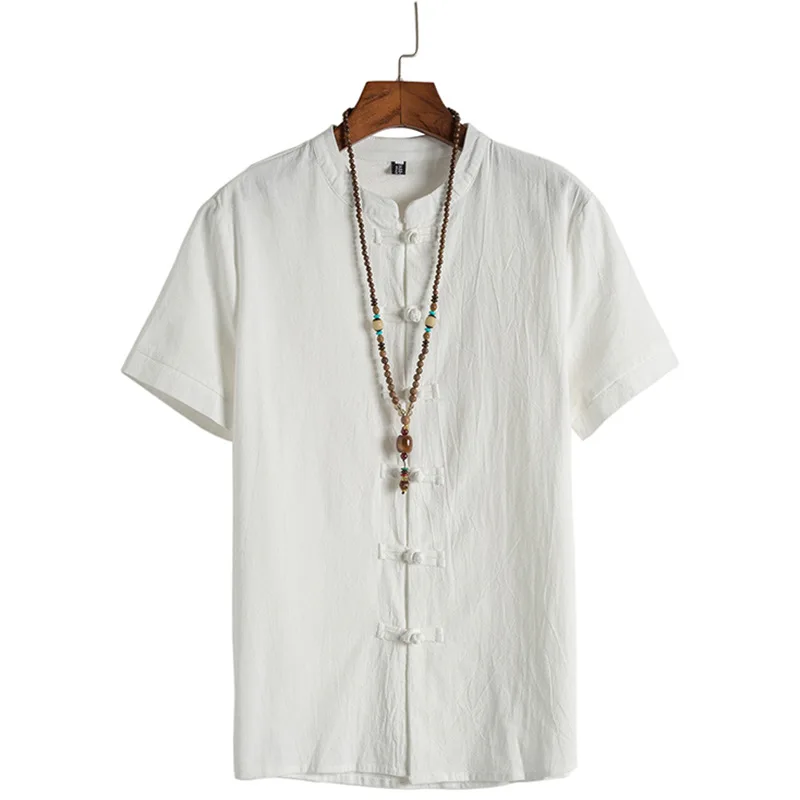 white linen shirt mens chinese collar