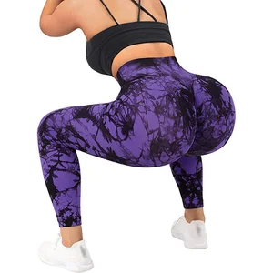 Custom Logo Activewear Yoga Pants Para Mujer Workout Tights High Waist Women Tie Dye Seamless Scrunch Butt Leggings for Women