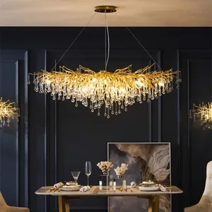 Modern Light Luxury Living Room Crystal Chandelier French Creative Restaurant Bedroom Hotel Villa Water Drop Chandelier