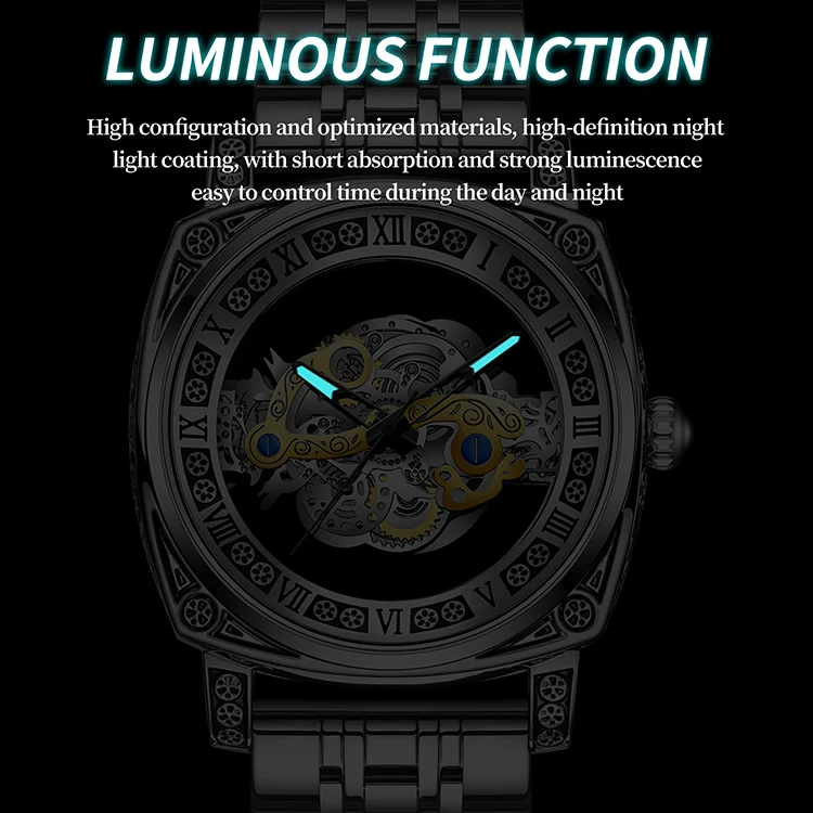 BINBOND Retro Carved Quartz Luxury Luminous Watch