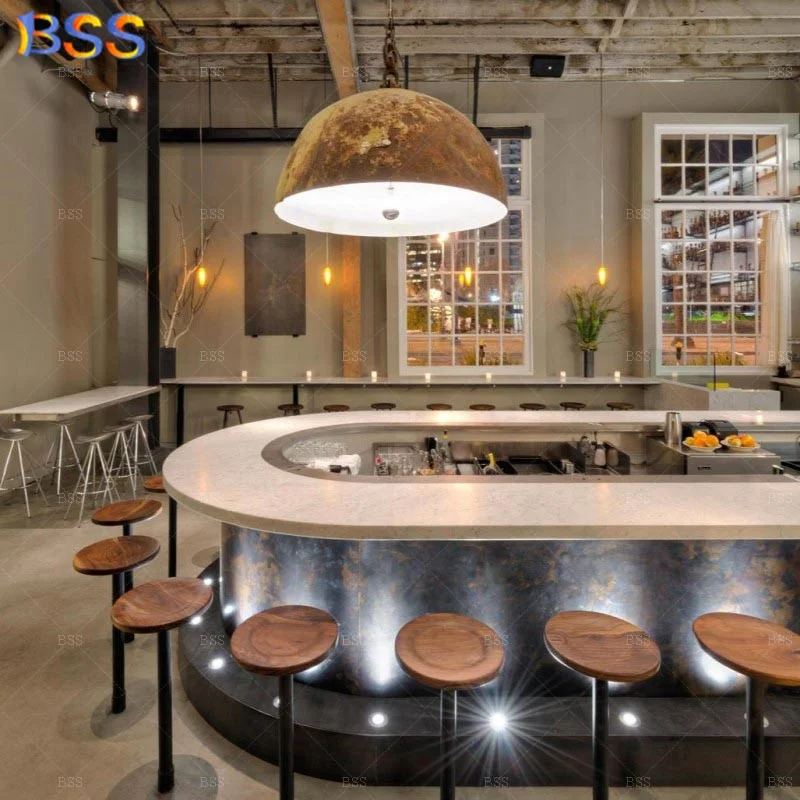 U Shaped Marble Counter Bar - Contemporary Stylish Design for