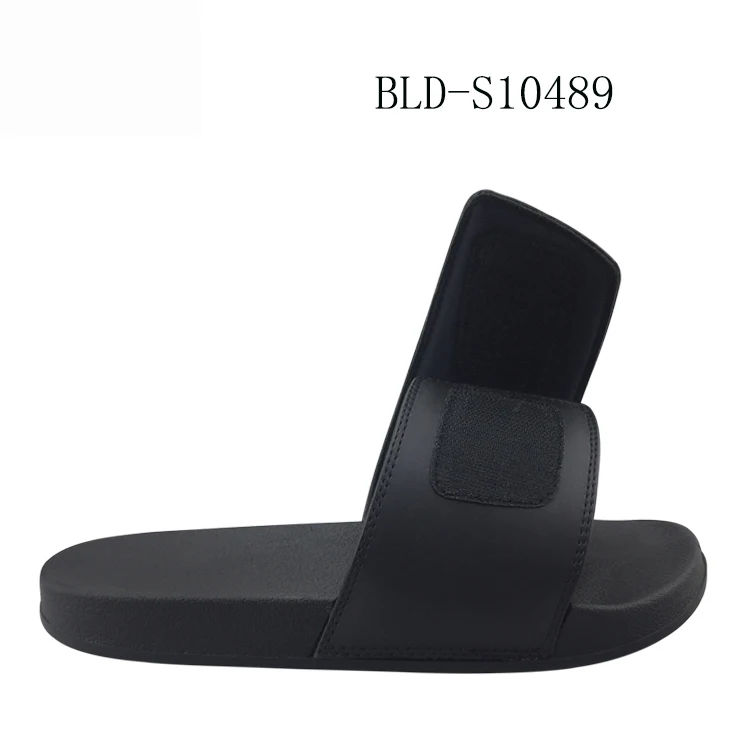 Adjustable Upper Slippers Footwear Mens Black with Logo Custom Sandals With Logo