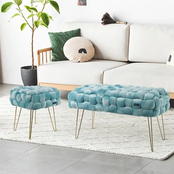 Wholesale Hot Sale Modern Style Bedroom Furniture Pouf Ottoman Seat Living Room Sitting Ottoman Bench