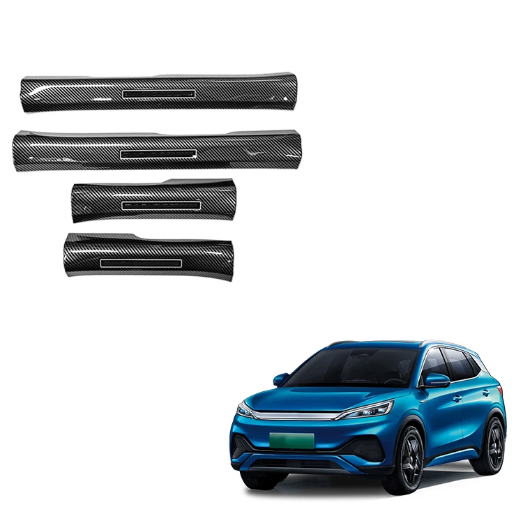 Car Exterior Accessories High Quality New Style ABS Imitate Carbon Inner  Door Sill Scuff Plate For BYD ATTO 3 Yuan Plus