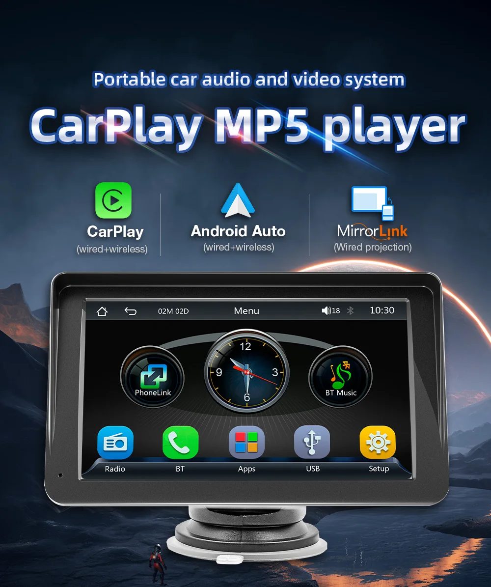 7 Inch Touch Screen Navigation BT FM Smart Car Monitor PND Wireless Carplay Screen Mp5 Car Dvd Player for Smart