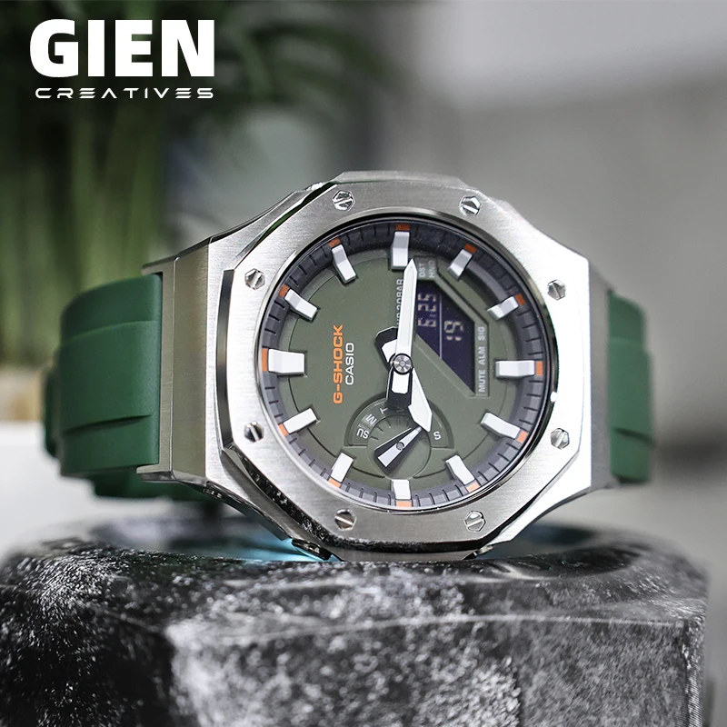 Gien материал класса люкс каучуковый ремешок, Модный чехол для G-Shock GA2100 2ND Gen компоновщик модифицированные аксессуары для часов