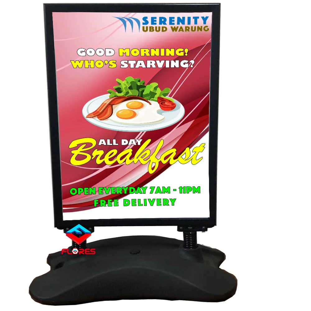 Pavement Sign Waterbase A-board Outdoor Poster Display Stand Aluminium 2 Colors 