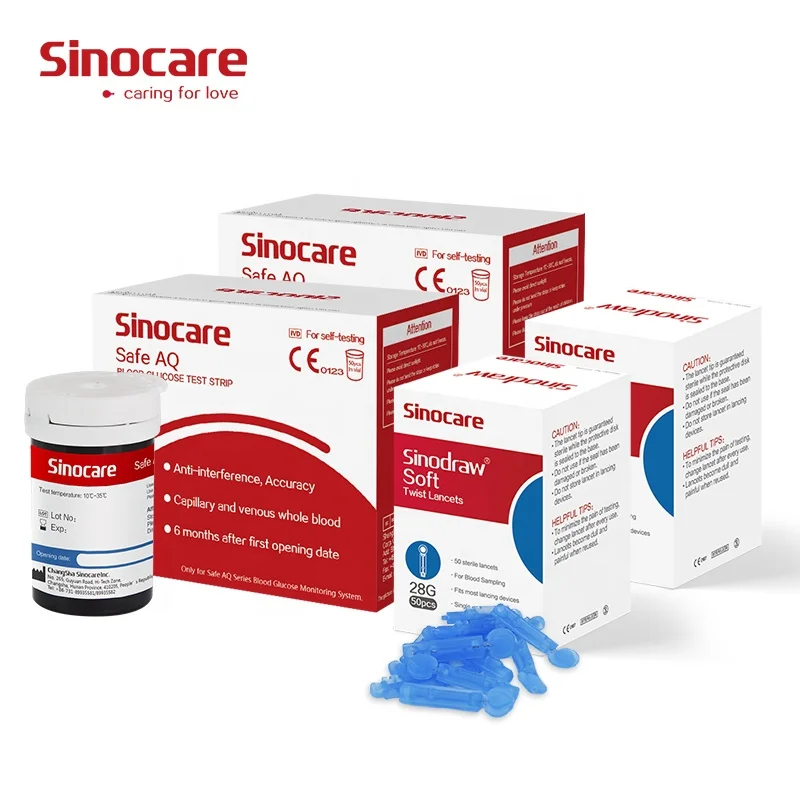 Sinocare безопасная прибор для контроля уровня сахара в крови полоски Быстрая проверка тест-полоски для измерения уровня глюкозы в крови, оптовая продажа диабетические тест-полоски