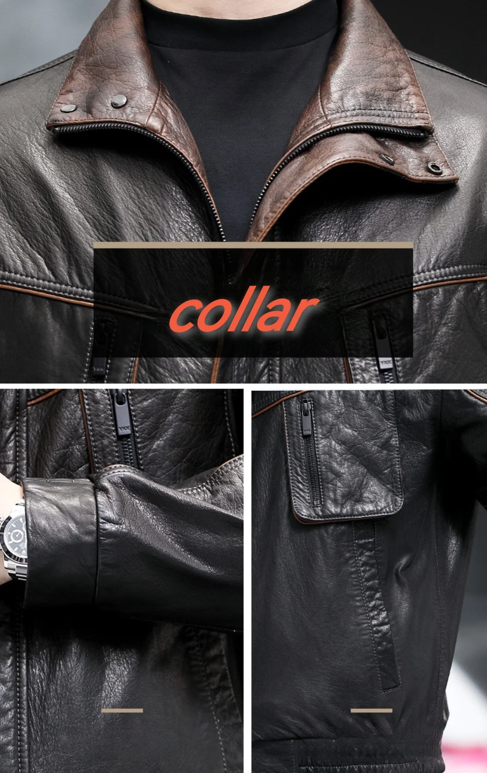 Vintage Men's Leather Bomber Jacket Warm Winter Biker Coat_voghion.com