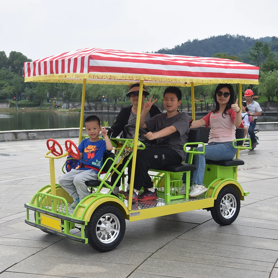 All Kinds of Color Sightseeing 4 Wheel Bike Pure Electric Assisted 4 Persons  6 Seats  Family Style SURREY BIKE