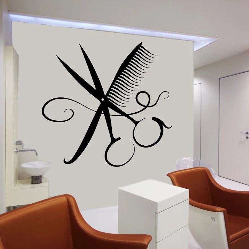 Personalised  Beauty Salon  Wall Art Sticker Hair Hairdresser Decal Shop Sign