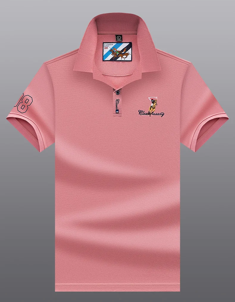 New Wholesale Pure Color Embroidery Polo Shirt Straight Cylinder Short