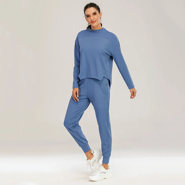 Hot Selling Fashion Women 2 Piece Set Clothing Outfits Long Sleeve   Casual Yoga Workout 2-Piece Suit With Pocket