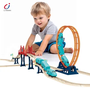 Chengji Plastic orbit Train Toy Educational Diy Assembly Rail Transport Vehicle Play Set City Electric Track Car Toy for Kids