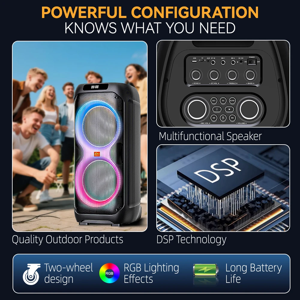 SING-E ZQS8262 Portable Bluetooth Party Speaker with LED Light