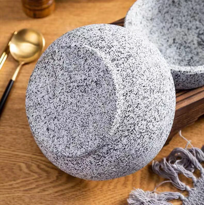 Japanese Korean Kitchen Cooking Pot Bibimbap Dolsot Hot Granite Stone Bowl Natural Stone Mixing Bowls for Soup Rice Stew