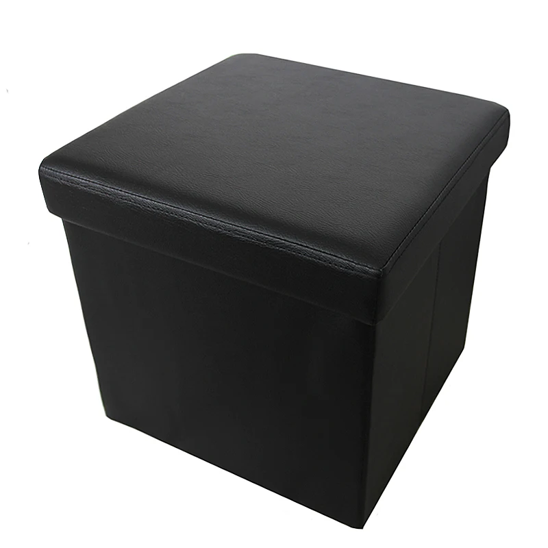 Custom Modern Design Factory Direct Sales Multifunctional Folding PVC Faux Leather Folding Storage Ottoman Stool