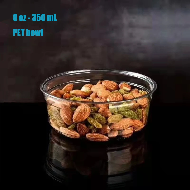 Disposable Pet Plastic Round Light Food Salad Bowl transparent fruit Dessert packing box supplier