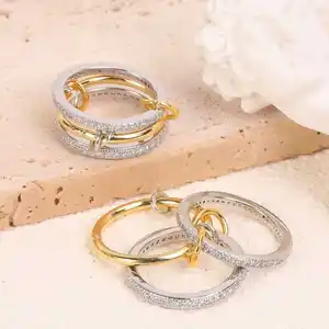 Hot-Selling New Release Interlocking Diamond Zircon Two-Tone Multi-Element Resizable Gold-Plated Stainless Steel Women's Trendy