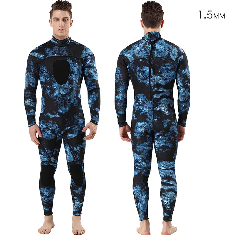 Men's/Women's Neoprene Wetsuits 5MM Spearfishing Wetsuit Printed Pattern,  UPF50+ Swimming/Surfing/Snorkeling/Diving/Scuba/Kayaking (Color : A, Size 