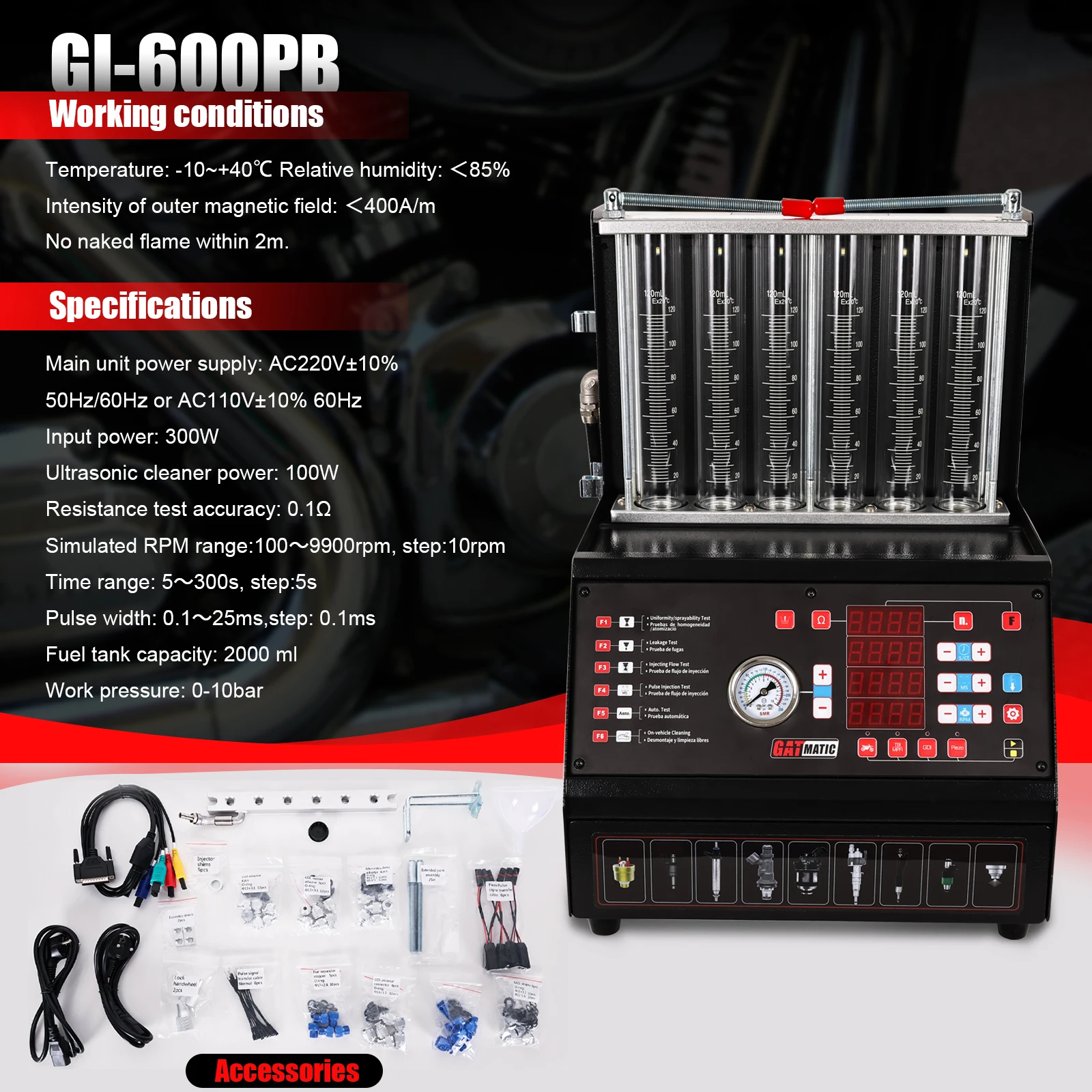 GATmatic GI-600 Engine Analyzer Ultrasonic Car Fuel Injector