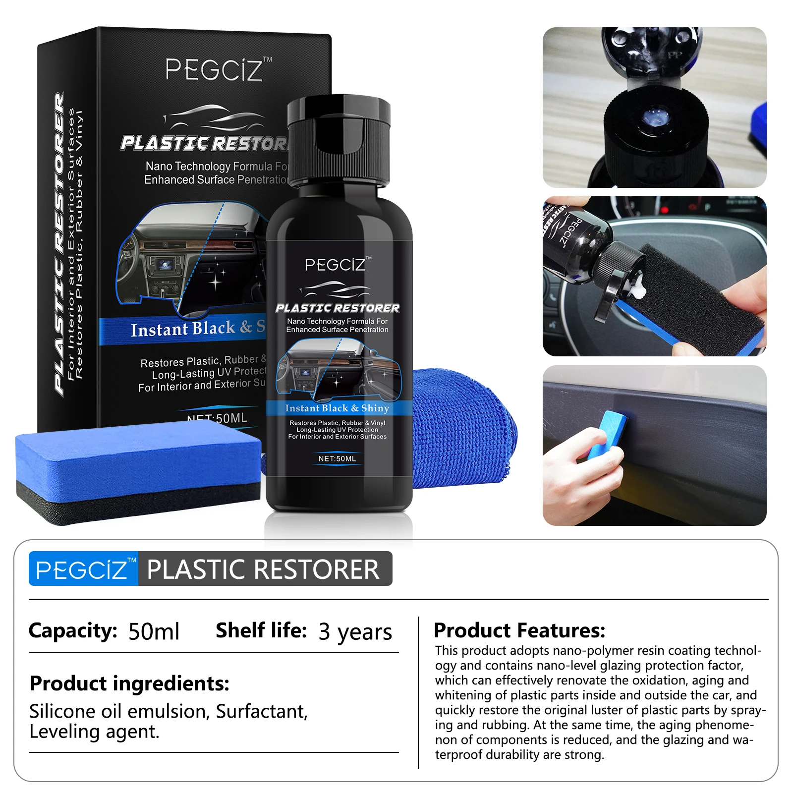 Pegciz Car Interior Plastic Parts Restore Maintenance Tool Automotive ...