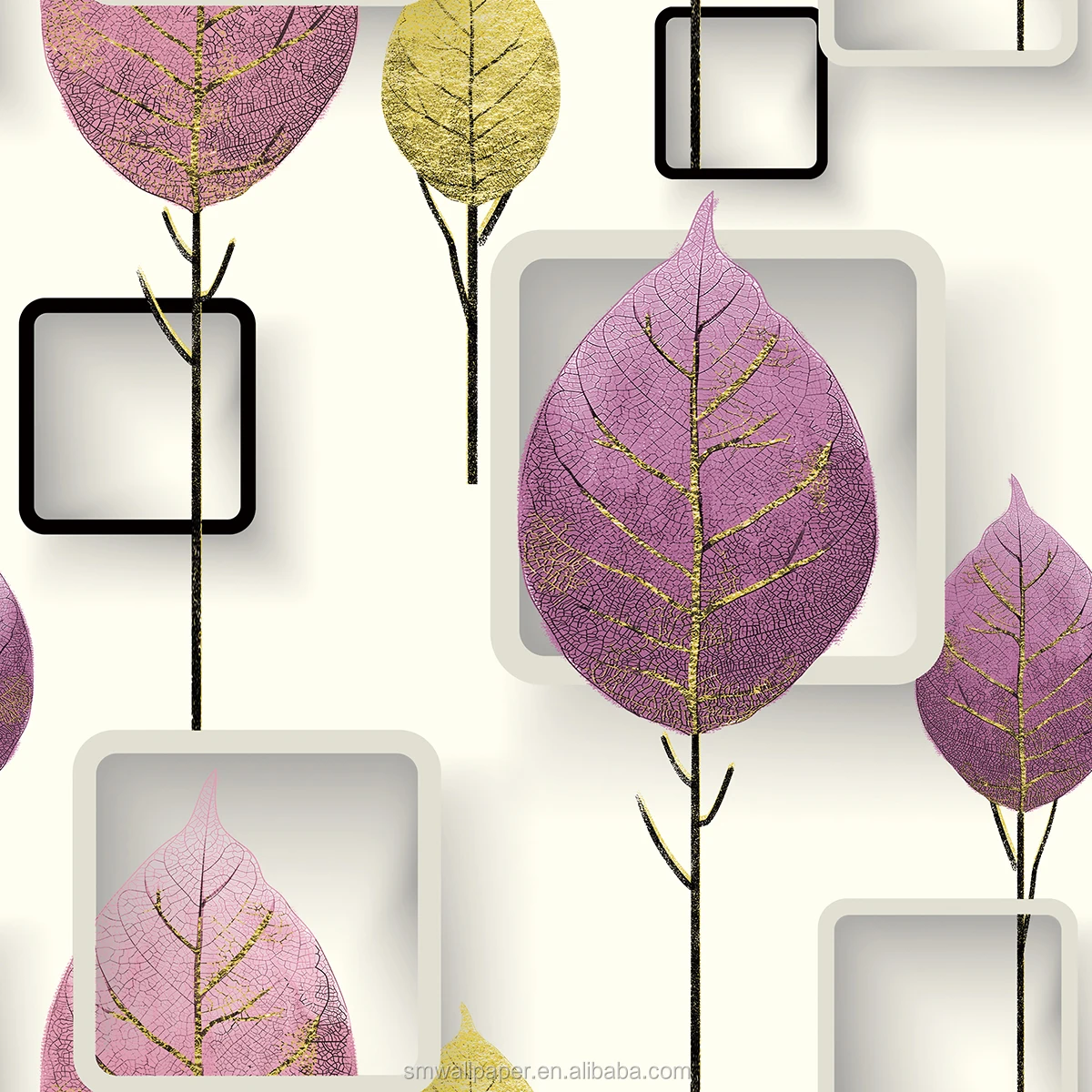 Tree Leaf Pattern Wall Paper Waterproof PVC Modern 3D Wallpaper for Children Room