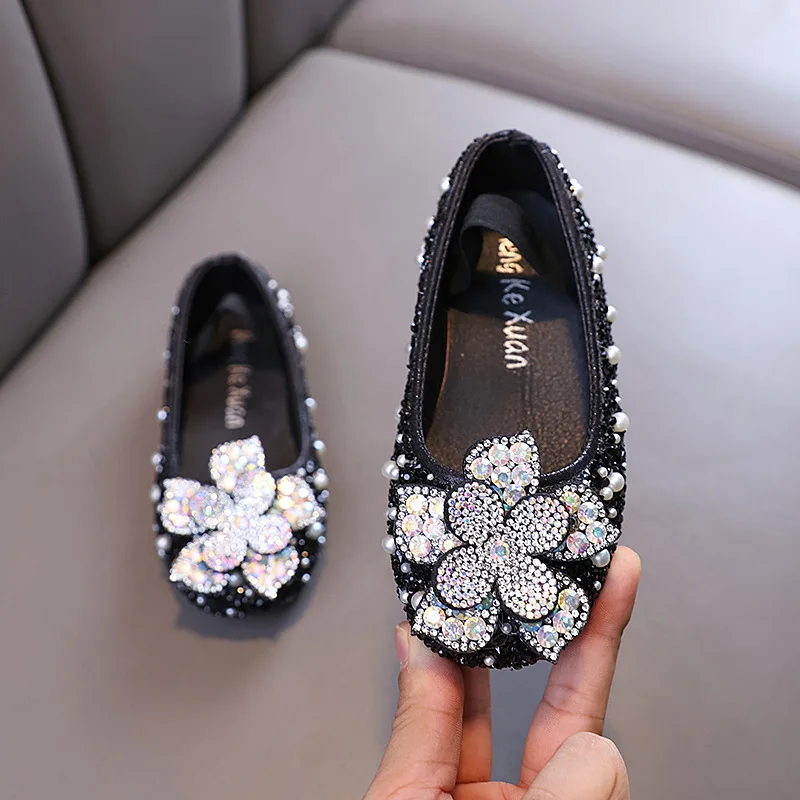girls casual dress shoes SERTG Girls Mary Jane Loafers Kids Casual Dress Shoes Heart Rhinestone Bow Hook and Loop Strap Scalloped Round Toe Thick Non Slip Platform Sole School
