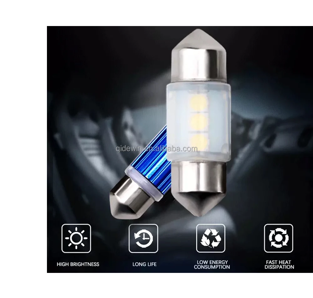 Ruiandsion Pair Super Bright White 27mm/28mm CANBUS LED Festoon Bulbs – 200LM 3030 SMD
