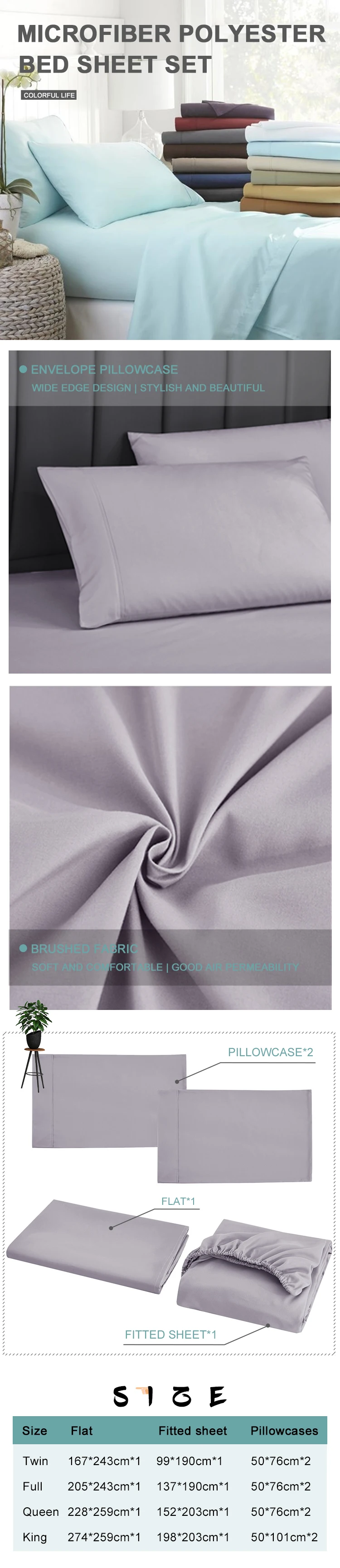 Wholesale Wrinkle Free Hypoallergenic 4pcs Double 200TC Microfiber  Seersucker Polyester Bed Sheet Set supplier