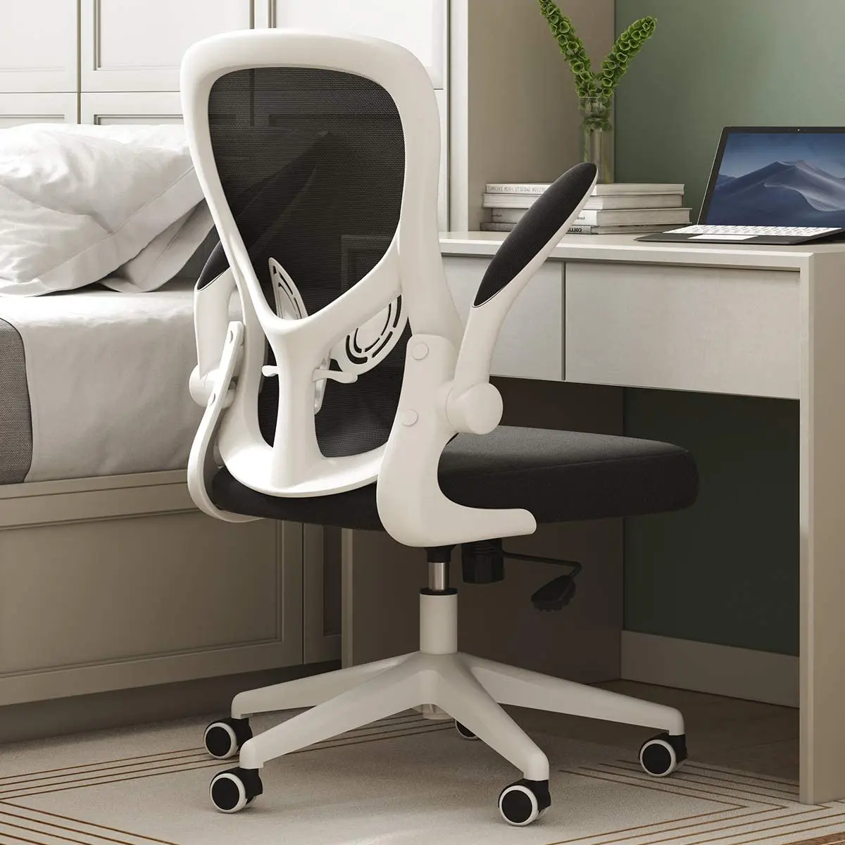 HBADA Office Chair Black Mesh Desk Chair Adjustable Height Rolling Stool Drafting Chair 