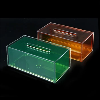 Acrylic Magnetic Tissue Box Semi Transparent Colorful Organic Glass Storage Box No Punching Kitchen Living Room Paper Box