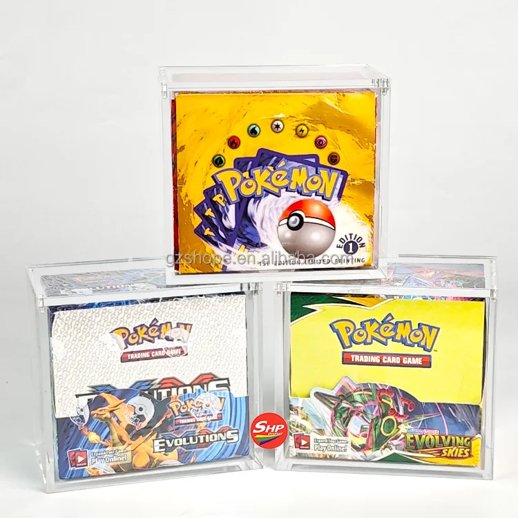 SHP Custom Acrylic Pokemon Cards 1999 1st First Edition TCG Booster Box  Pack Sealed English Trading Collectible Card Game Case