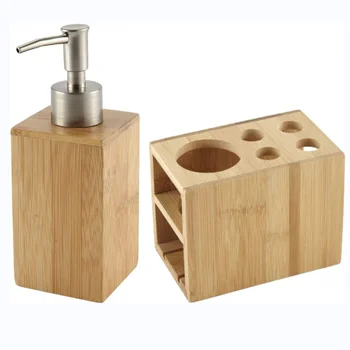 Wholesale Luxury Modern European Nordic Household 6 Piece Bamboo Lid Plastic Bathroom Sets Washroom Accessories