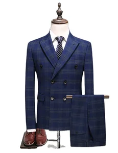 Plus Cotton Thicken Men's Suit Jacket Double Breasted Slim Fit Coat Woolen Jacket for Winter Business Daily Blazer Men