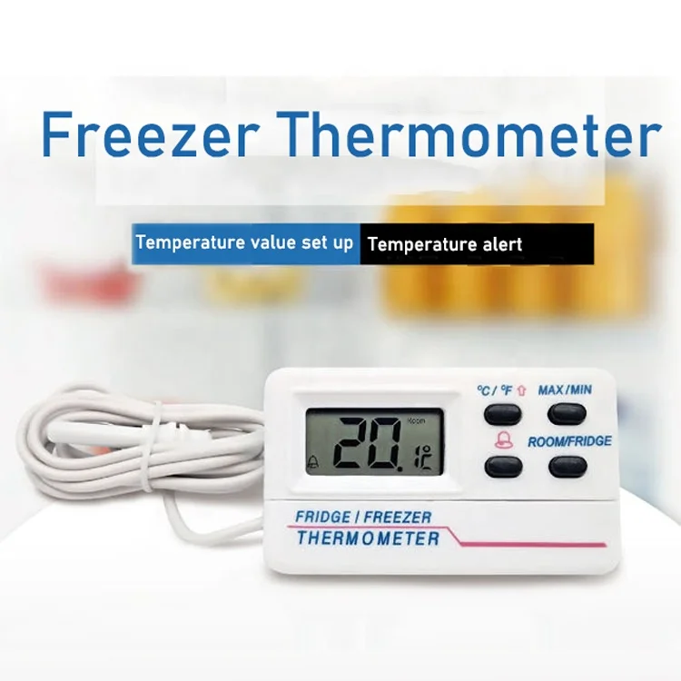 Max Min Digital Small Chiller Refrigerator Freezer Fridge Thermometer With Probe and Temperature Alert