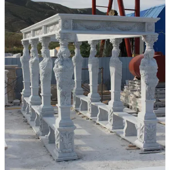 Large Size Hand Carved Natural Stone Garden Outdoor Decoration Marble Gazebo Pergola With Column