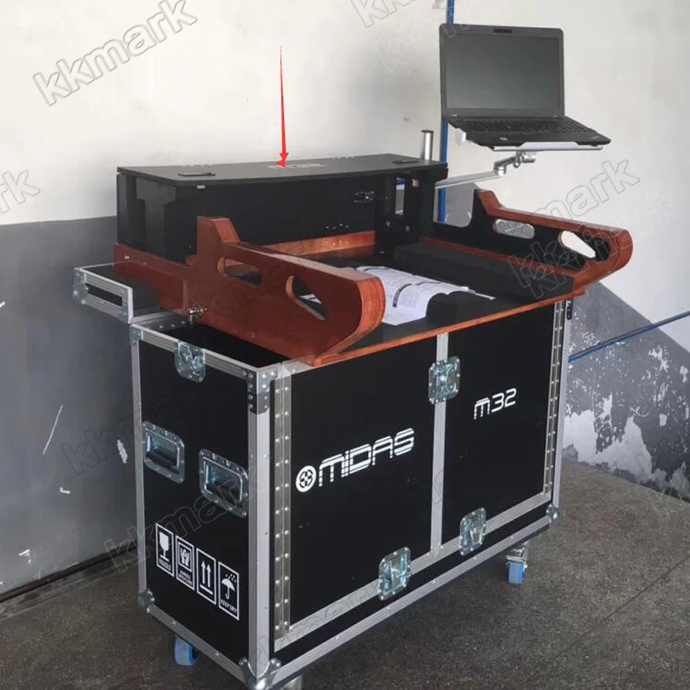 KKMARK Flip Flight case for Midas M32 M32R Behringer X32 Wing Yamaha Allen Heath QU6 QU7 Mixer with Computer Table