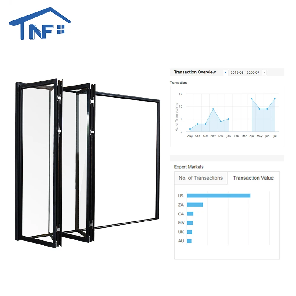 Modern Double Glass Folding Window with Bifold Hardware Insulated Roller Blind for Villa Use