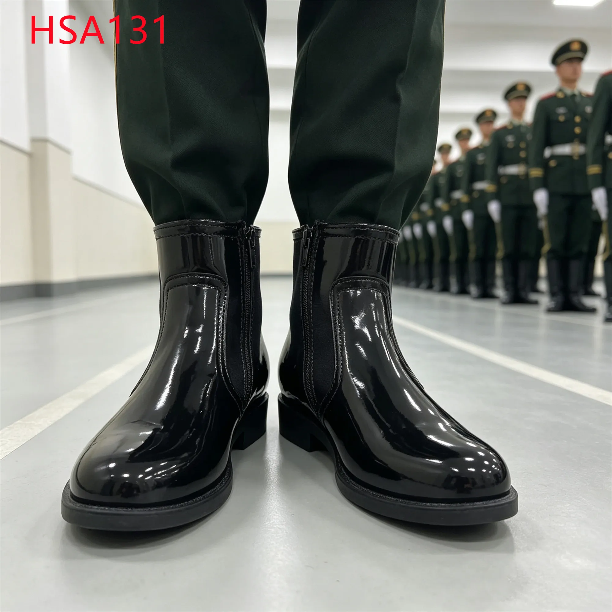 LXG,Malaysia Anti-wrinkle Glossy Leather Hua Singh Men Leather Shoes Formal Interview Administrative Shoes with Zipper HSA131