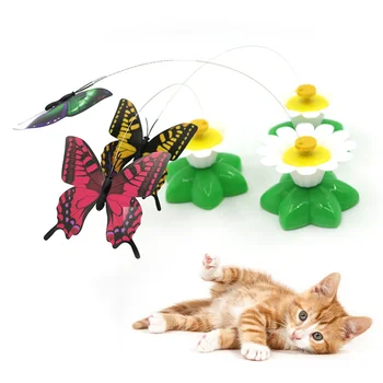 Lynpet Factory Price Automatic Rotating Electric Flying Butterfly Flapping Bird Cat Teaser Toy