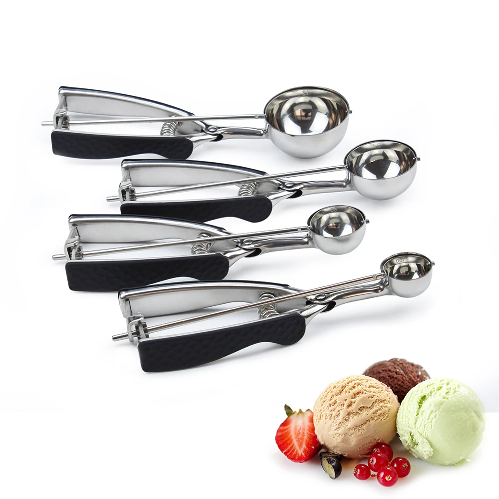 Cookie Scoop Set, Tuilful Ice Cream Scoops Set of 2 with Trigger, 18/8 Stainless Steel Cookie Scoops for Baking, Scoops for Cookie, Ice Cream, Cupcake, Muffin, Meatball(4CM