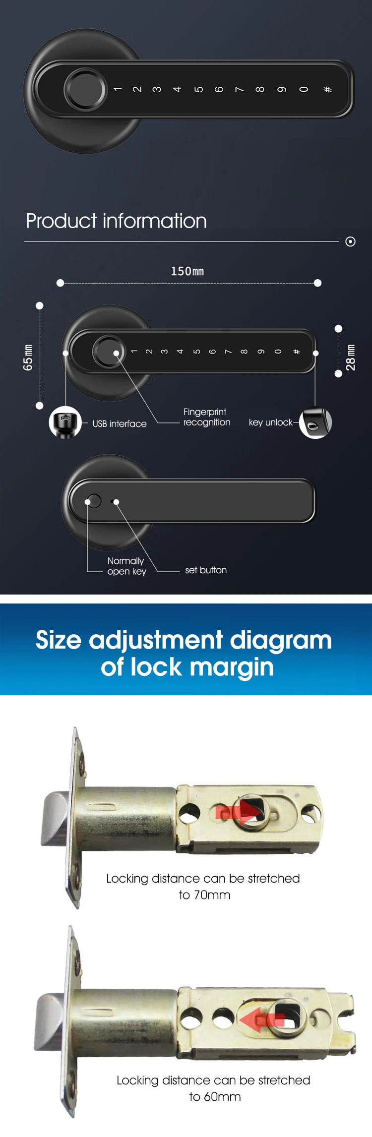 TT Fingerprint Fingerprint Door Lock Electronic Biometric Password Smart Door Lock