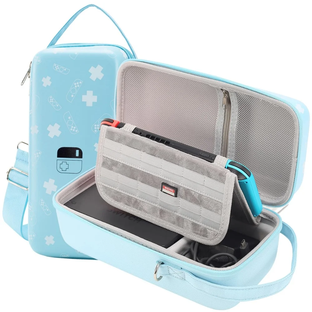 Customized Durable Outdoor EVA Hard Travel Switch Carrying Case for Nintendo Switch Blue Storage Bag