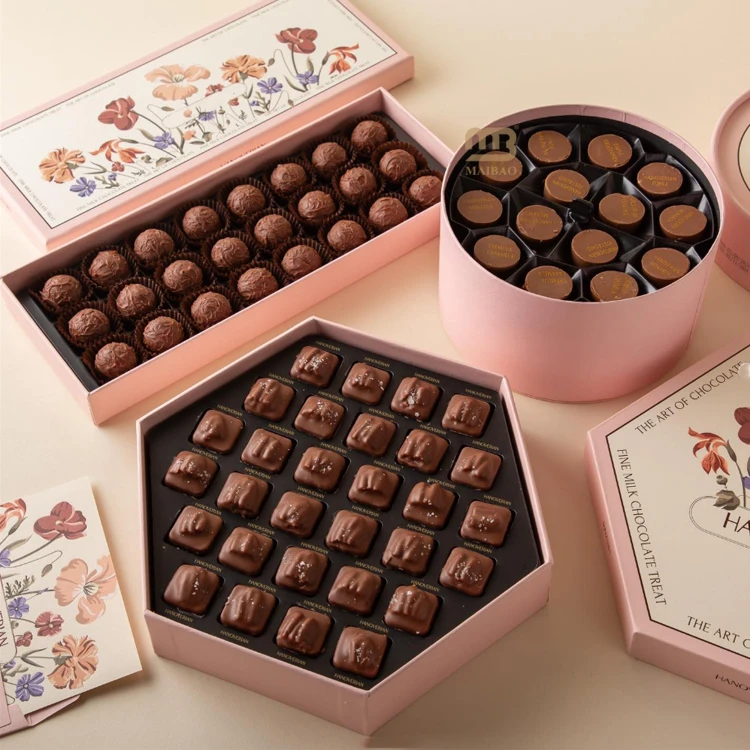 Custom Handmade Paper Cardboard Empty Chocolate Box Gold Eid Ramadan Dubai Bar Gift Packaging for Candy With Divider Inserts