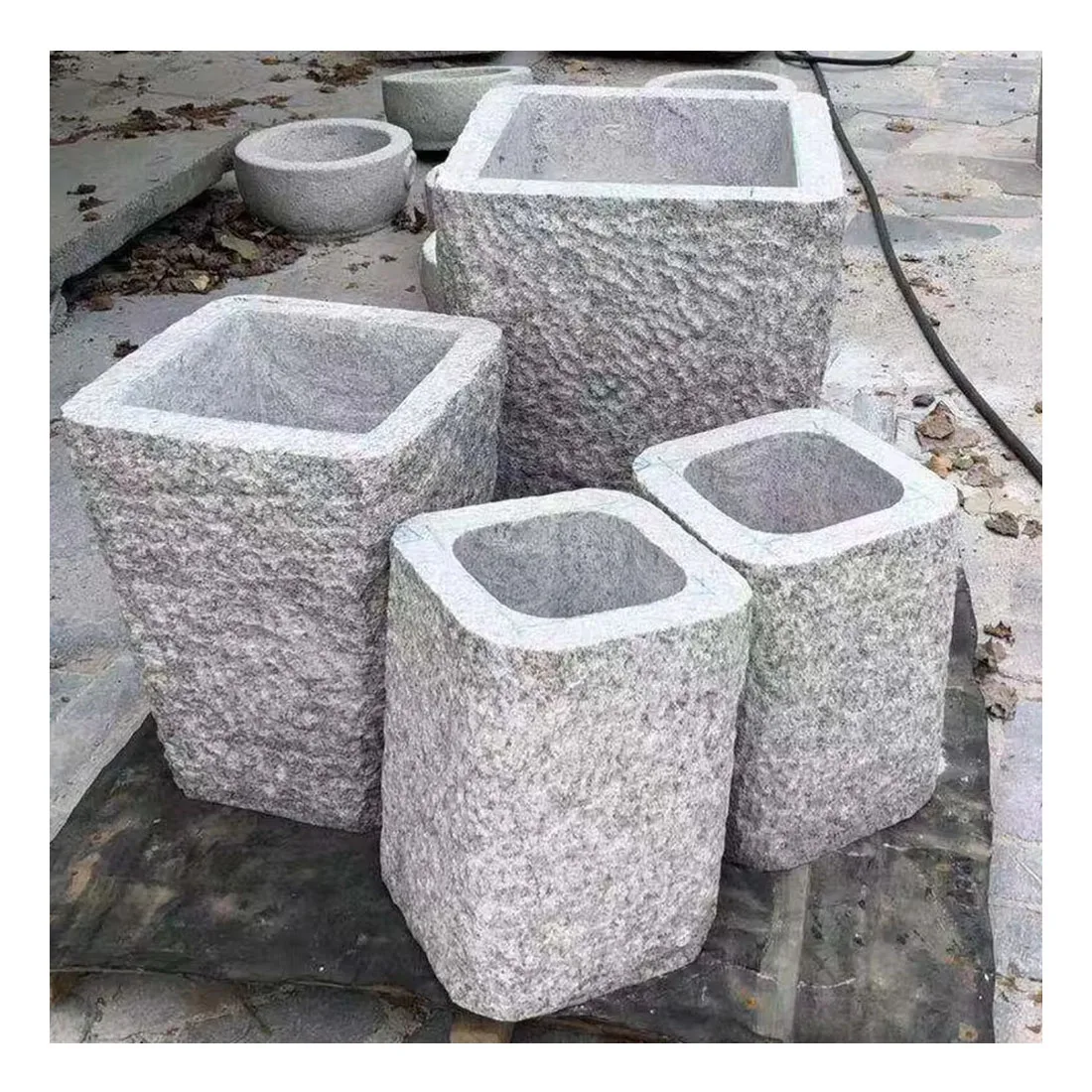 Декоративный Открытый Патио Сад натуральный камень квадратный плантатор и цветочный горшок